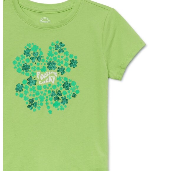 Feeling Lucky Shirt And Sage Green Floral Dress 2 Piece Set Girls Size 4-5 NEW - Picture 4 of 7